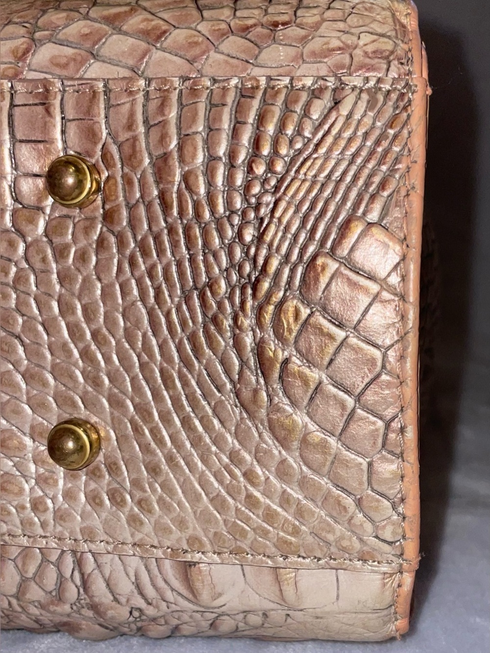 Brahmin Taupe Croc-Embossed Leather Shoulder Bag - Picture 12 of 14